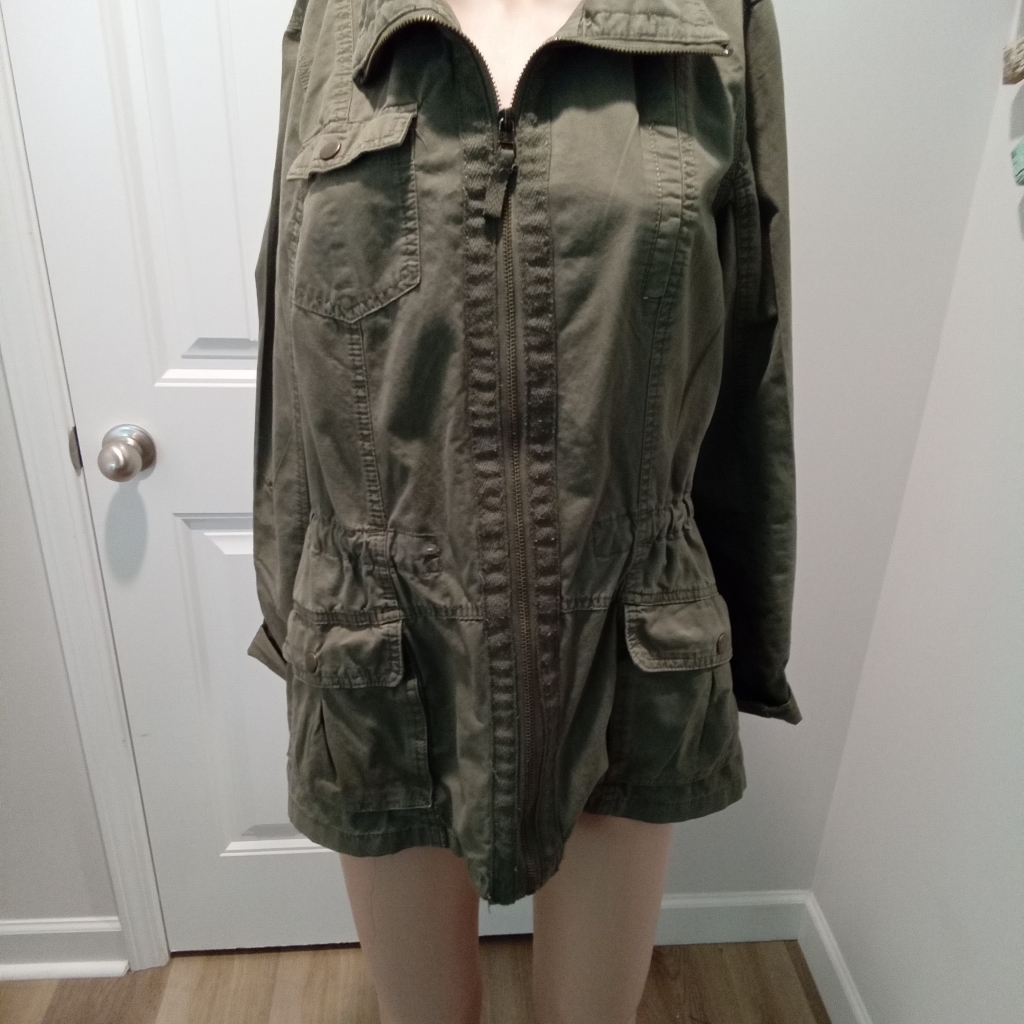 Ashley By 26 International Outerwear Size L Olive Green Women's Utility Jacket